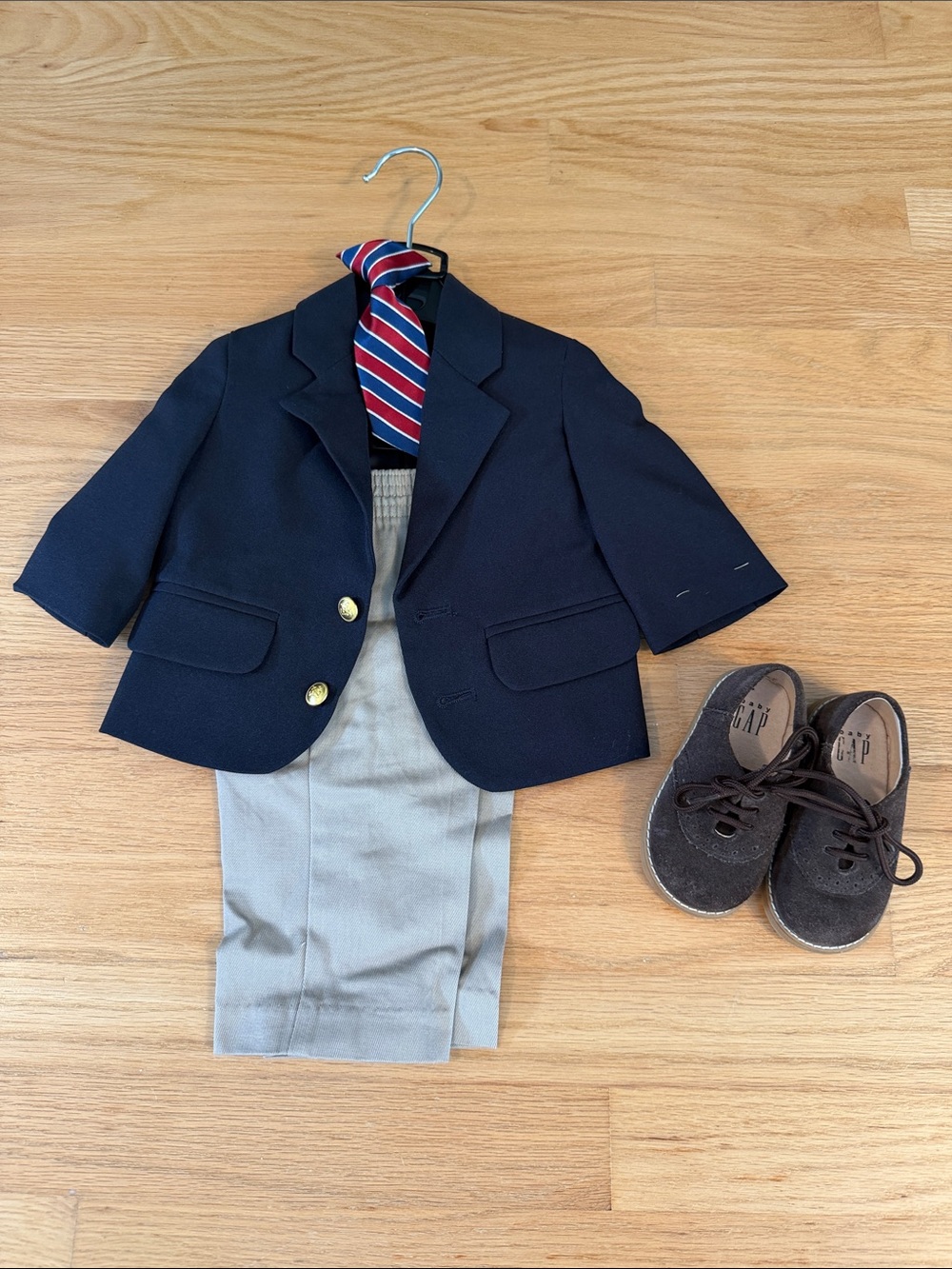 Nautica Baby / Infant Suit Blazer, Tie, & Khaki set, and dress shoes, 4 pcs.